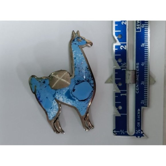 Vintage Handmade Peru925 Alpaca Llama Enamel CMC Silver Pin Lapel Hanger… - Picture 5 of 9